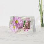 Cartão 18th birthday photo card with daisies<br><div class="desc">Add a picture to complete this special card. Celebrate a ladies birthday with daisies and pearls. A really elegant card to give to a beautiful lady.</div>