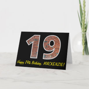 Cartão 19º aniversário - Padrão de Muro de tijolos "19