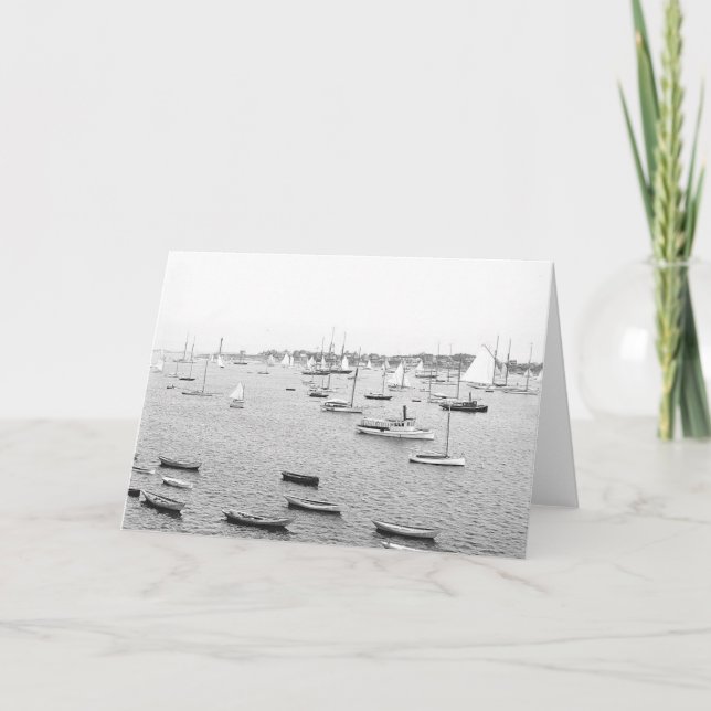 Cartão 1900 Marblehead Harbor Massachusetts Greeting Card (Frente)