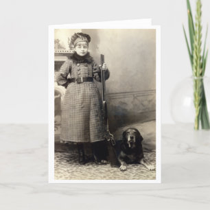 Cartão 1900 Young Girl and her Hound