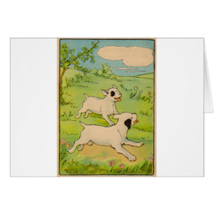 Cartão 1914 dois cães correndo
