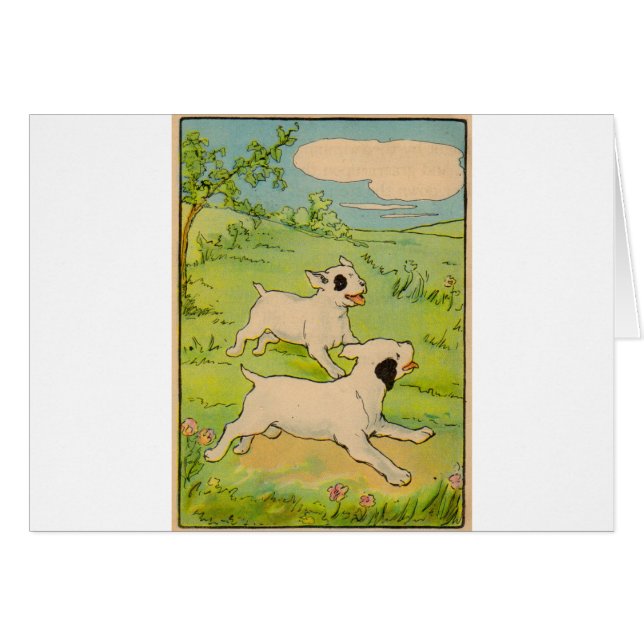 Cartão 1914 dois cães correndo (Frente Horizontal)