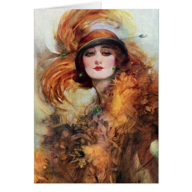 Cartão 1920 bonito da forma do Flapper da mulher (Frente)