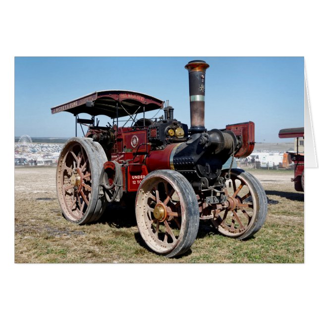 Cartão 1920 Burrell 6nhp Road Locomotive and Crane Engine (Frente Horizontal)