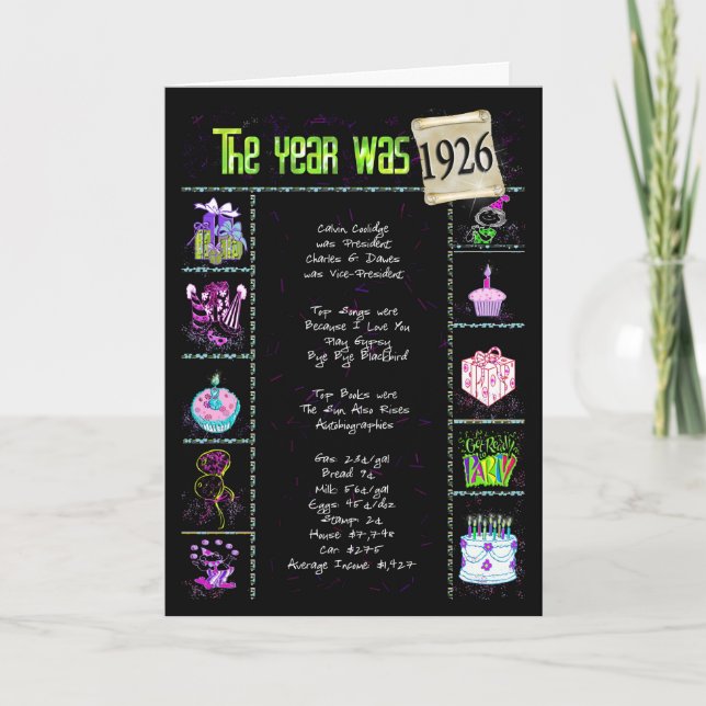 Cartão 1926 Fatos Divertidos (Frente)