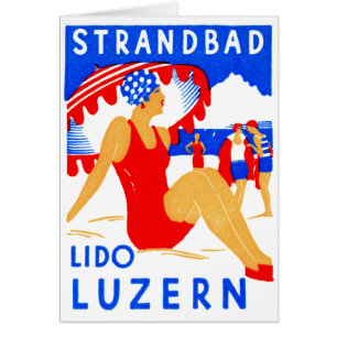 Cartão 1929 Art Deco Strandbad Lido Luzern