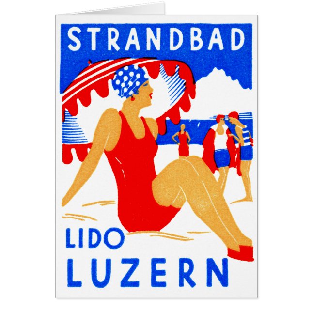 Cartão 1929 Art Deco Strandbad Lido Luzern (Frente)