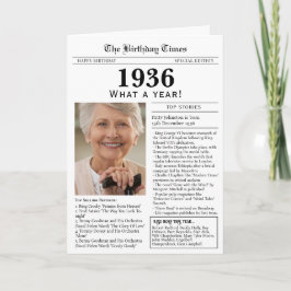 Cartão 1936 Newspaper Birthday card 90th birthday