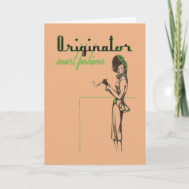 Cartão 1940's Fashion Illustration Greeting or Note Card (Frente)