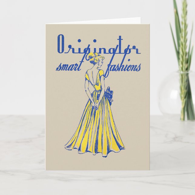 Cartão 1940's Fashion Illustration Greeting or Note Card (Frente)