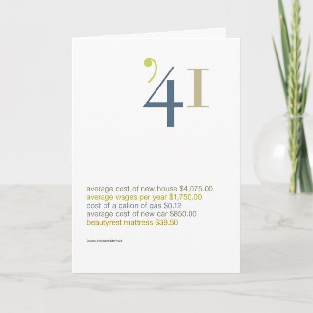 Cartão 1941 Birthday Fun Facts (Frente)