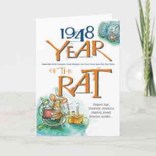 Cartão 1948 Rato Zodíaco Chinês Funny Aniversário