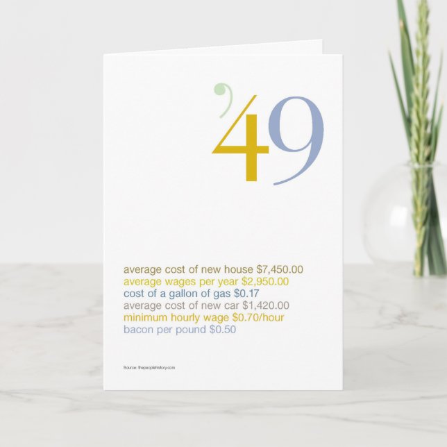 Cartão 1949 Birthday Fun Facts (Frente)