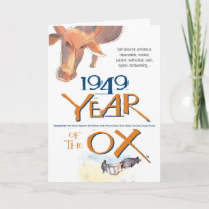 Cartão 1949 Chinese Zodiac Ox Funny Birthday