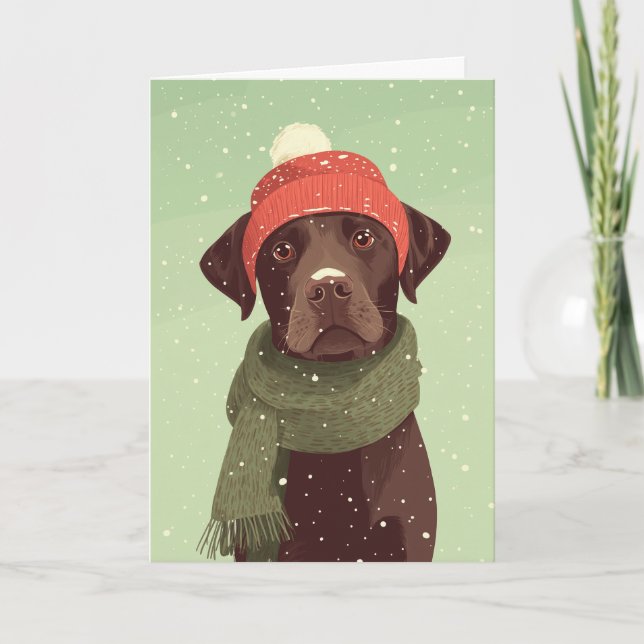 Cartão 1950 Christmas Chocolate Lab (Frente)