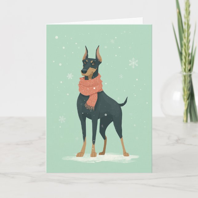 Cartão 1950 Christmas Doberman (Frente)