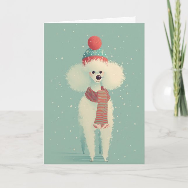 Cartão 1950 Christmas Poodle (Frente)