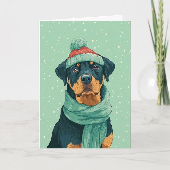 Cartão 1950 Christmas Rottweiler (Frente)