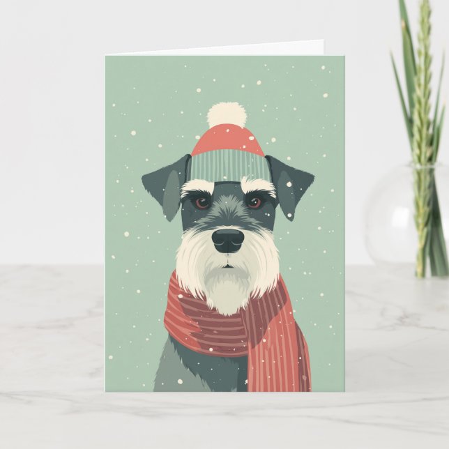 Cartão 1950 Christmas Schnauzer (Frente)