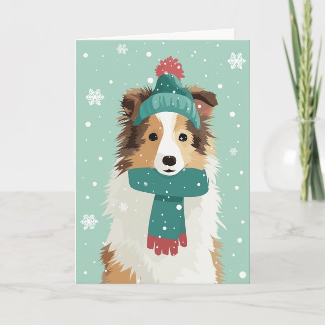 Cartão 1950 Christmas Sheltie (Frente)