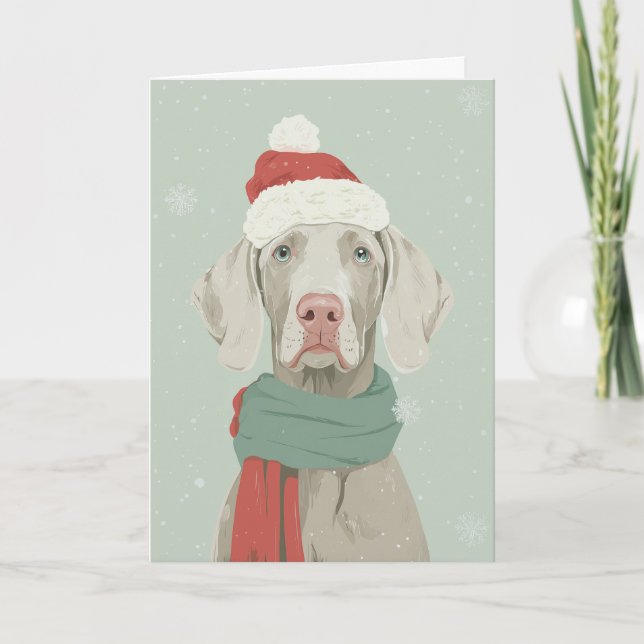 Cartão 1950 Christmas Weimaraner (Frente)