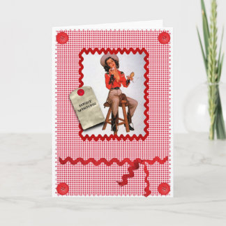 Cartão 1950s cowgirl pin up greetings card