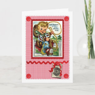 CARTÃO 1950'S CUTE COWBOY GREETINGS CARD