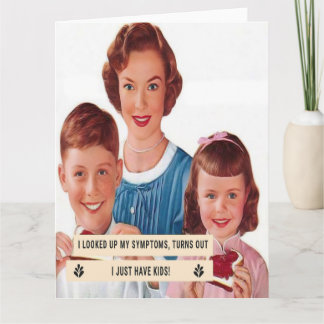 Cartão 1950s Housewife Looks Up Symptoms