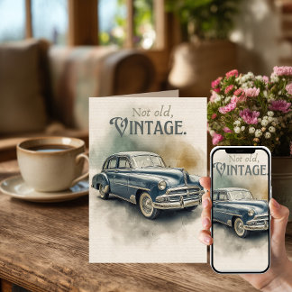 Cartão 1950s Vintage Touring Car Birthday Card