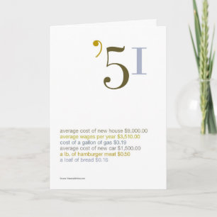 Cartão 1951 Birthday Fun Facts
