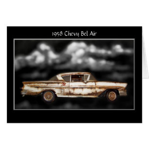Cartão 1958 Chevy Bel Air, carro de ferro velho, carro cl