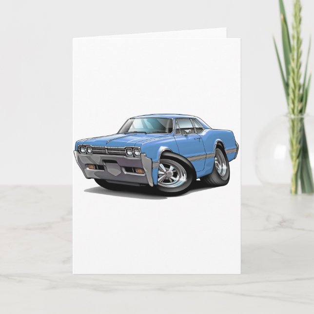 Cartão 1966 Olds Cutlass Lt Blue Car (Frente)