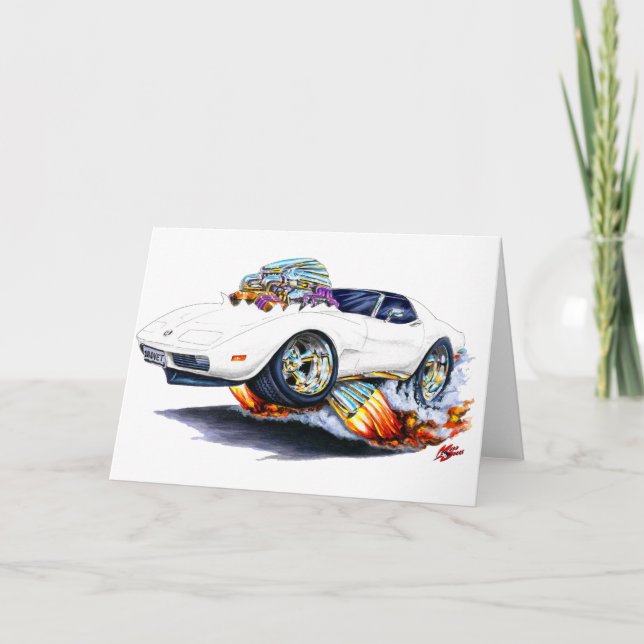 Cartão 1973-76 Corvette White Car (Frente)