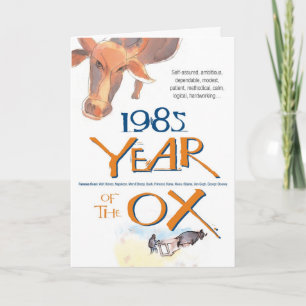 Cartão 1985 Chinese Zodiac Ox Funny Birthday
