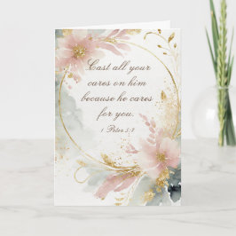 Cartão 1 Peter 5:7 Confira todas as suas preocupações com
