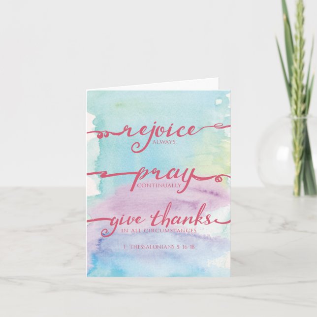 Cartão 1 Thessalonians 5:16-18 Watercolor Notecard (Frente)