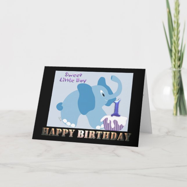 Cartão 1 Year old Boy Birthday One year old B_day card (Frente)