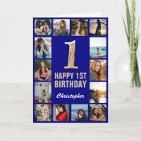 1rua Feliz Marinho de aniversário Azul e Dourada C