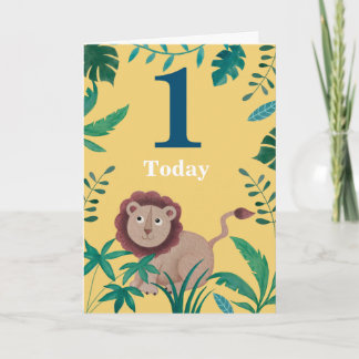 Cartão 1sr Birthday Little Jungl Lion