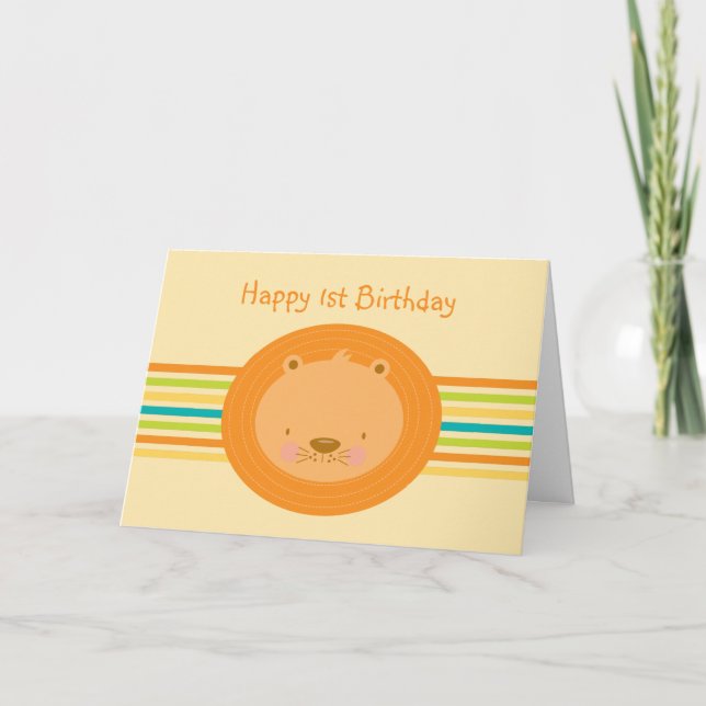 Cartão 1st Birthday Baby Lion (Frente)