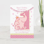 Cartão 1st Birthday Granddaughter, Pink Elephant Card<br><div class="desc">1st Birthday Granddaughter,  Pink Elephant Card</div>