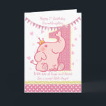 Cartão 1st Birthday Granddaughter, Pink Elephant Card<br><div class="desc">1st Birthday Granddaughter,  Pink Elephant Card</div>