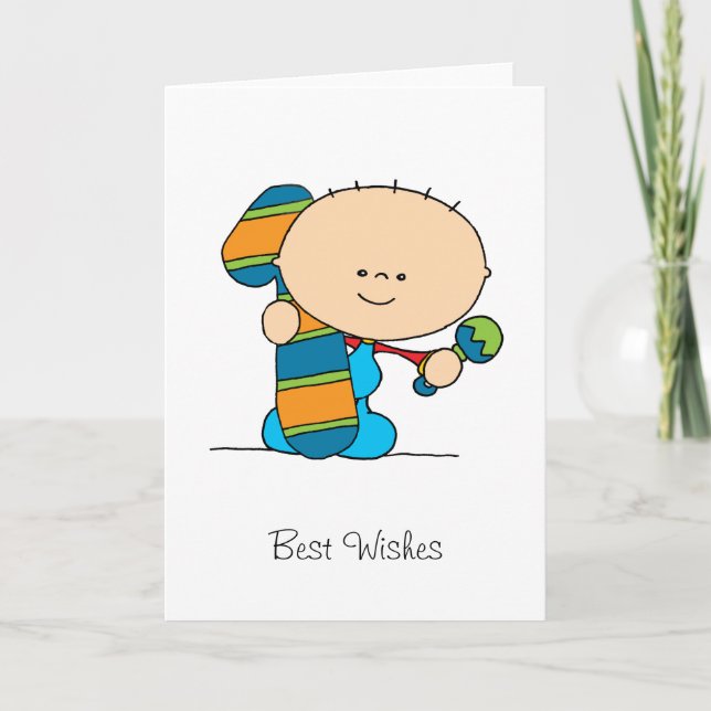 Cartão 1st Birthday - Greetings card - Boy (Frente)