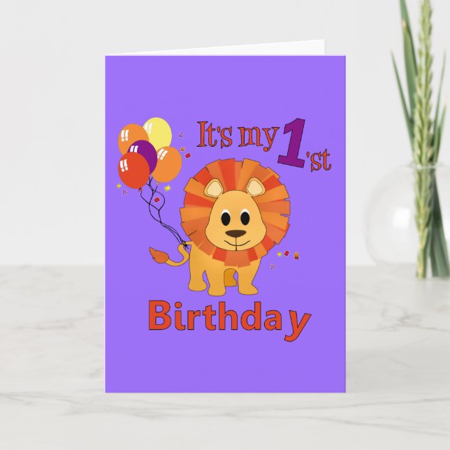 Cartão 1st Birthday Lion (Frente)