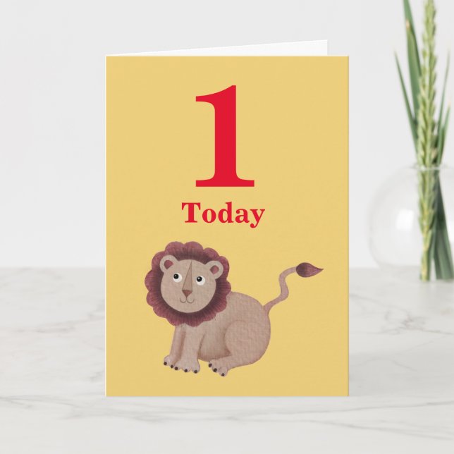 Cartão 1st Birthday Lion and jungle Friends Card (Frente)