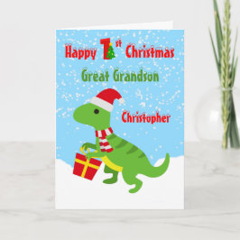 Cartão 1st Christmas Great Grandson Dinosaur T Rex