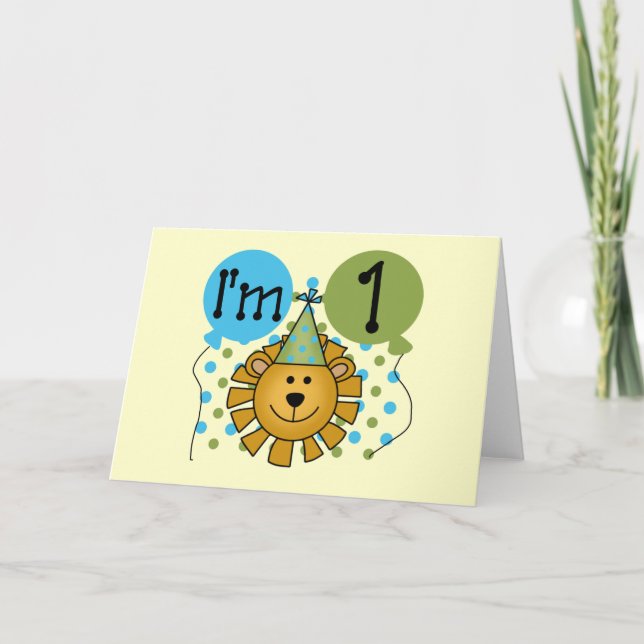 Cartão 1st Lion Birthday Tshirts and Gifts (Frente)