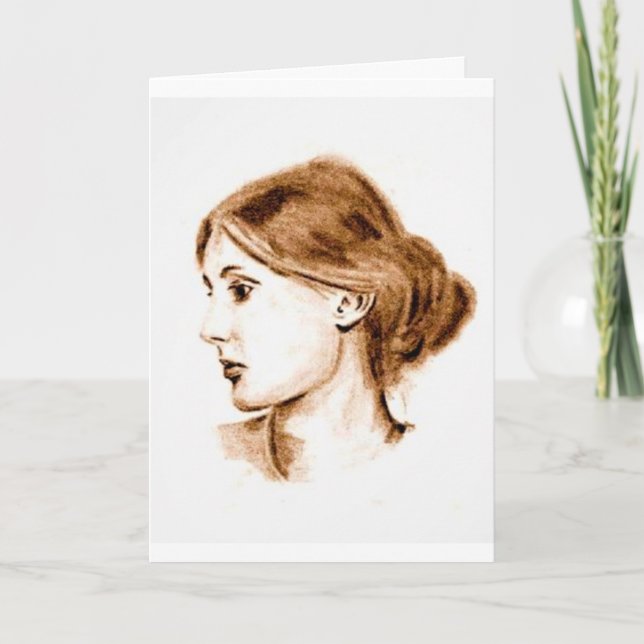 Cartão 2004 soft pencil drawing of Virginia Woolf card   (Frente)