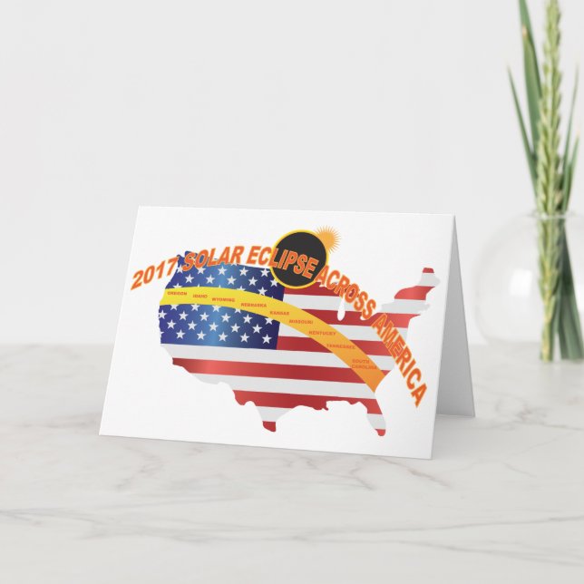 Cartão 2017 Total Solar Eclipse Across USA Map (Frente)