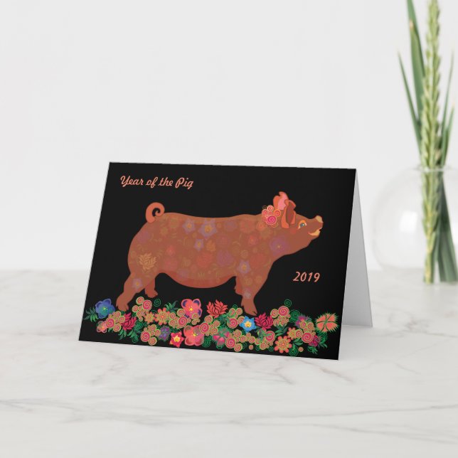 Cartão 2019 Chinese Zodiac Pig greeting card (Frente)
